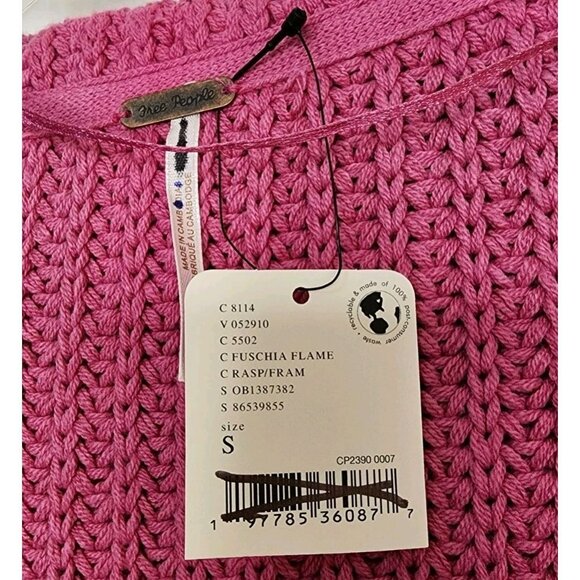 NEW Free People | Swim Too Deep Cardigan in Fuschia Flame Size Small NWT Chunky - Picture 4 of 8